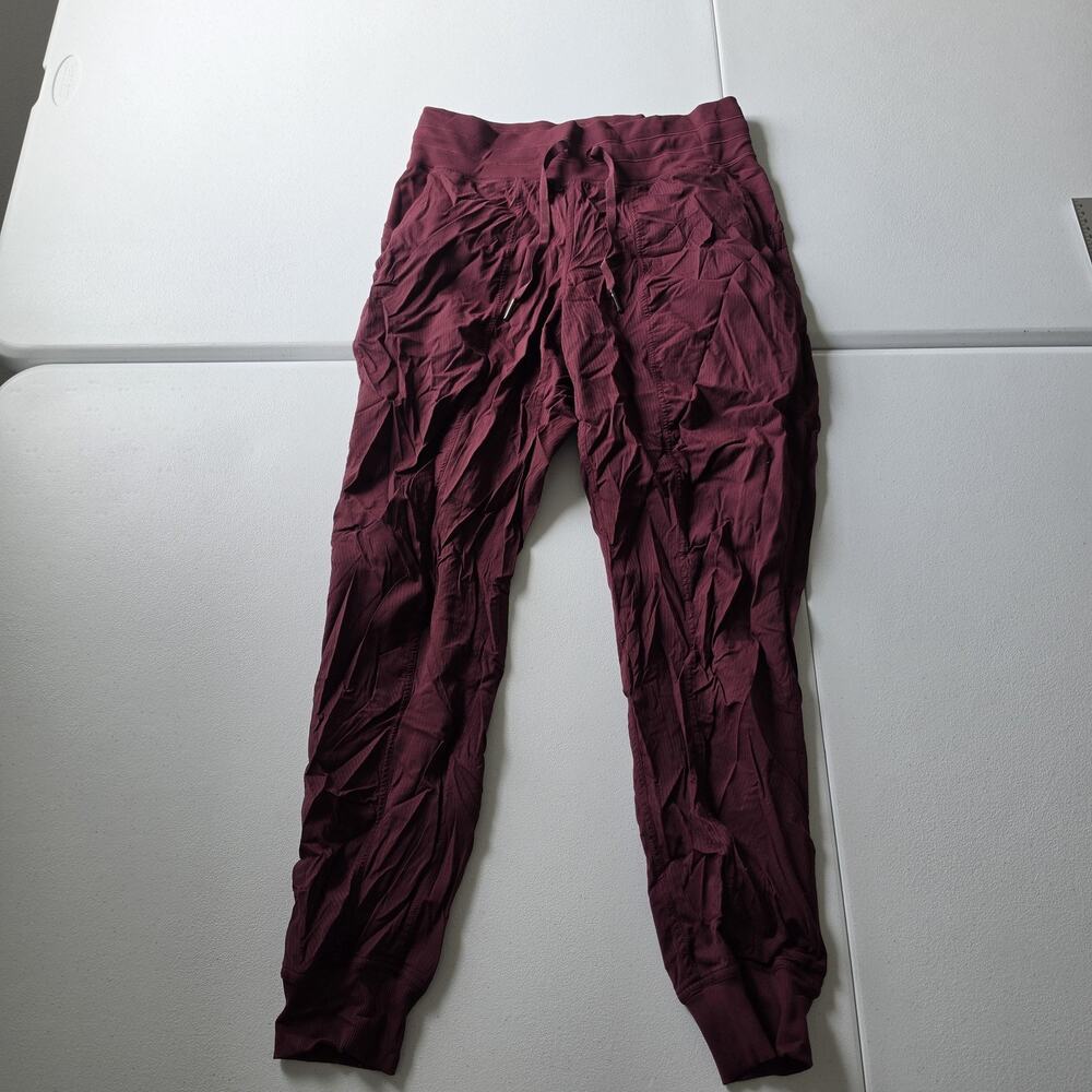 Lululemon Dance Studio Jogger Pant Women 6 Burgundy Ribbed Waist Pockets LW5ENMS